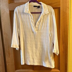 Tahari White Linen Tunic
